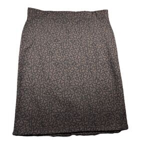 Susan Graver Women Pencil Skirt Dark Romantic Academia Brown Print Large I223